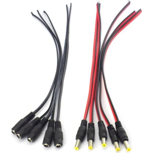 12V DC Connectors Male Female jack cable adapter plug power supply 26cm length 5.5 x 2.1mm for CCTV Camera
