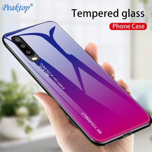 Luxury Gradient Tempered Glass Case For huawei P30 P20 Lite Pro honor 9 10 Mate 10 20 Pro Enjoy 7S P Smart Aurora Colorful Cover