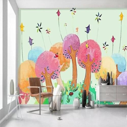 Hand-painted bird childrens room bedroom wall professional production mural factory wholesale wallpaper mural poster photo wall
