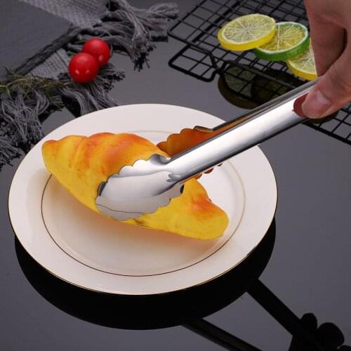 1pc BBQ Stainless Tongs Salad Bread Serving Tongs Non-Stick Kitchen Barbecue Grilling Cooking Tongs Kitchen Accessories