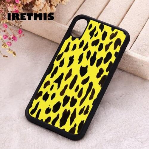 Iretmis 5 5S SE 2020 Phone Cover Case for iPhone 6 6S 7 8 Plus X Xs XR 11 12 Mini Pro Max Rubber Silicone Yellow Leopard Print
