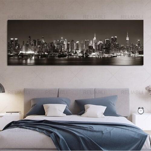 Modern Landscape City Night Painting On Canvas Printed Cityscape Pictures Poster and Prints Wall Art for Living Room Home Decor
