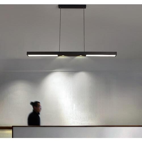 Led strip light office chandelier one word rectangle geometric light front desk work area restaurant designer bar spotlight