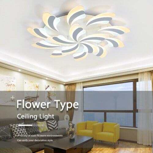 LED Living Room Light Modern Flower Type Ceiling Light Warm Bedroom Study Easy Installation Remote Control Function Light