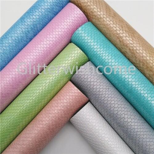 Glitterwishcome 21X29CM A4 Size Iridescent Faux Leather Fabric, Snake Synthetic Leather Fabric Sheets, Vinyl for Bows, GM471C