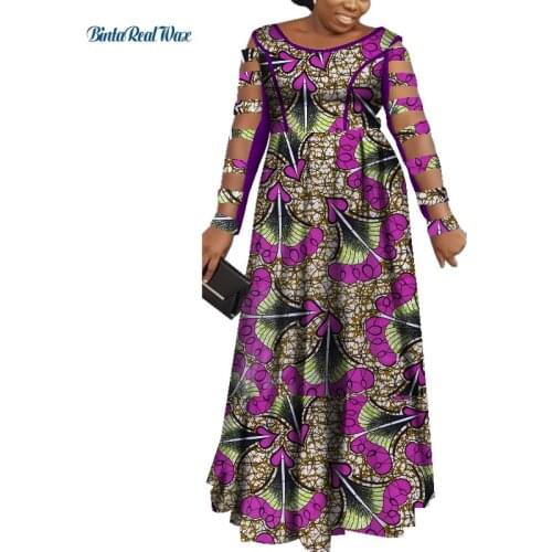 Women Dress African Print Dresses for Women Long Hollow Sleeve Mermaid Dress Party Dress Vestido Bazin African Clothing WY7565