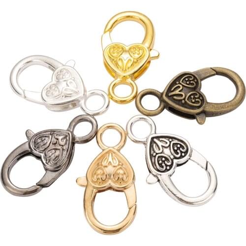 10pcs 26x15mm Big Lobster Clasps Heart Hook Diy Accessories for Jewelry Making Necklace Bracelet Keychain Connector Findings