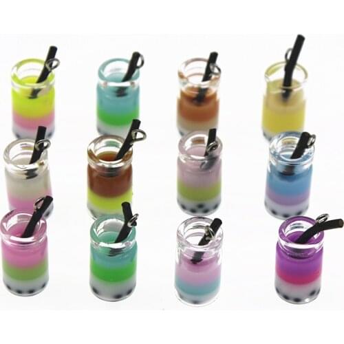 10pcs Glass 3D bubble tea with hook pendant Art Supply Decoration Charm Craft Making Findings Handmade Jewelry DIY Earrings