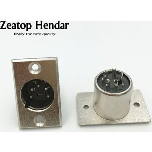 10Pcs XLR 5 Pin Male Audio Microphone Connectors XLR 5P Socket Plug Panel Mount Nickel Plated Adapter