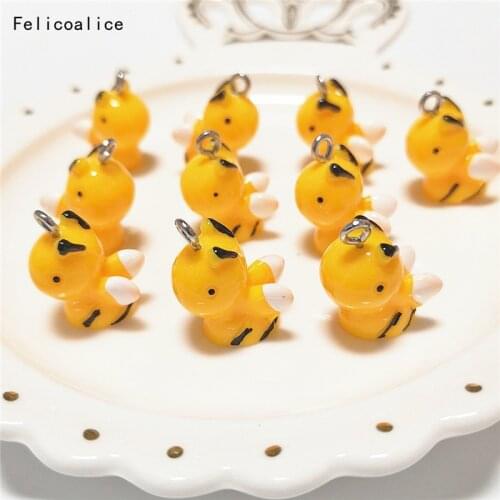 100pcs Kawaii Resin Animal Family Bee/Duck/Cow/ Pig/Bunny Charms Cute Pendant For DIY Earring Necklace Keychain Jewelry Making