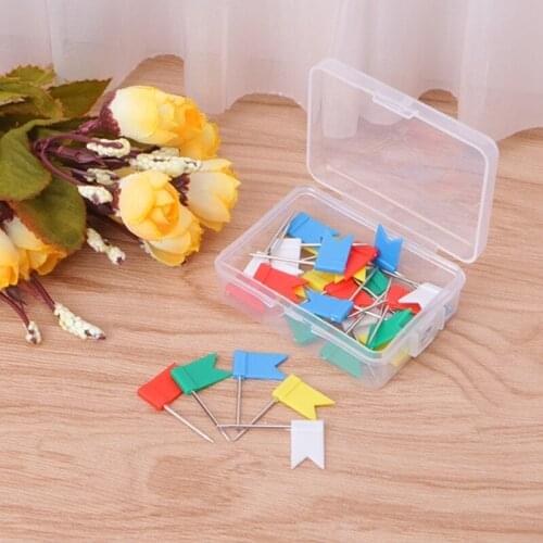 30PCS Flag Marker Shape Map Pins Cork Notice Board Push Pin Assorted Office Home