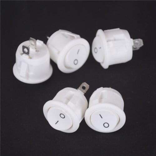 5PCS 23mm Diameter Small Round Boat Rocker Switches White Mini Round 2 Pin ON-OFF Rocker Switch