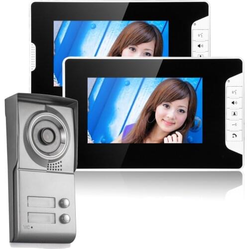 SmartYIBA 7inch Video Intercom Apartment Flats Video Doorbell Intercom system For 2 Flats Door IR Camera