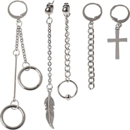 5Pcs KPOP Bangtan Boy Album Long Chain Drop Earrings Kit Korean Fashion Jewelry