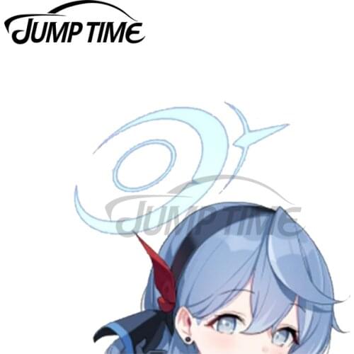 Jump Time 13 x 7.2cm For Ako Peeker Kawii Anime Girl Car Stickers Trunk Windows Trunk Anime Decal Refrigerator Car Assessoires