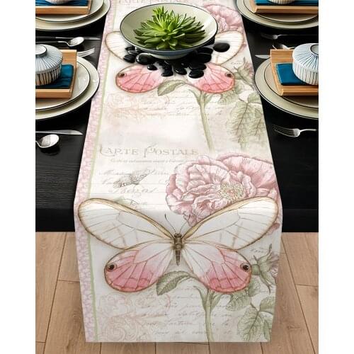 Runner drape table Living Room Kitchen colorful butterfly flower patterned micro fabric cover runner pattern Free Shipping