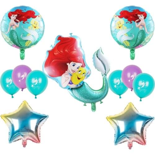 1 Set Large Cartoon Disney Mermaid Ariel Princess Aluminum Foil Balloon Shell Kid girl Birthday Party Decoration baby shower