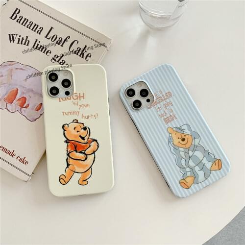 Disney Winnie The Pooh Phone Case for Iphone 12 11pro Max Xr X Xs Max 7/8plus Cartoon Frosted Anti-fall Mobile Phone Soft Cove