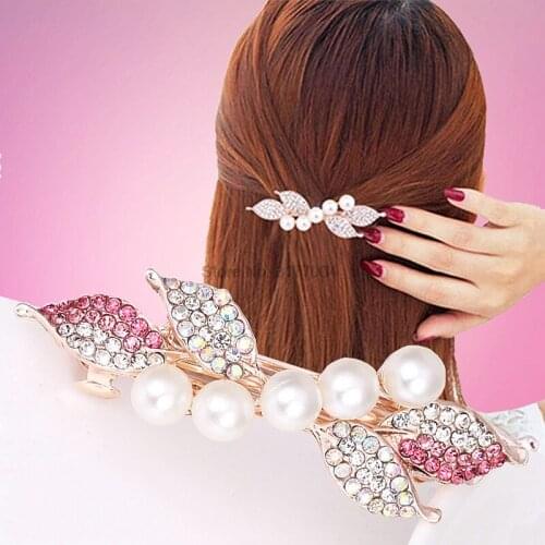 DHL 1000pcs Girls Rhinestones Side Pearl Barrette Hair Pins