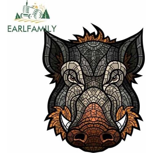 EARLFAMILY 13cm x 10.5cm For Mosaic Boar Graffiti Sticker Pull Flower Vintage Car Creative Decals Scratch-Proof Sticker