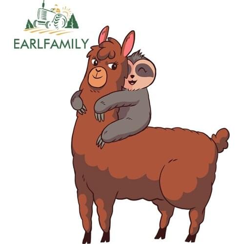 EARLFAMILY 13cm x 9.8cm for Sloth Alpaca Cute Cartoon Decal Windows Car Sticker Waterproof Scratch-Proof Personality Graphics