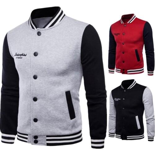 European code 2020 new Fashion couple caught fleece stand collar sweatshirts contrast color baseball uniform embroidery coat men