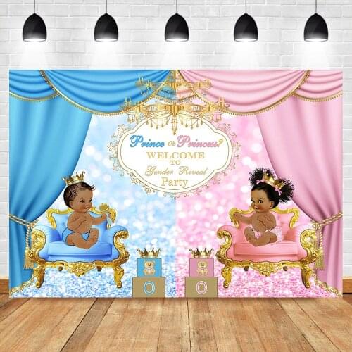 Royal Celebration Gender Reveal Backgdrop Welcome Prince or Princess Baby Shower Party Photo Backdrop Blue or Pink Background