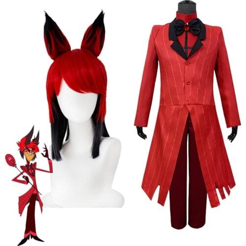 Hazbin Cosplay Wigs Hotel Alastor Costume Uniform Set Radio Demon Clothing Halloween Demons Accessories