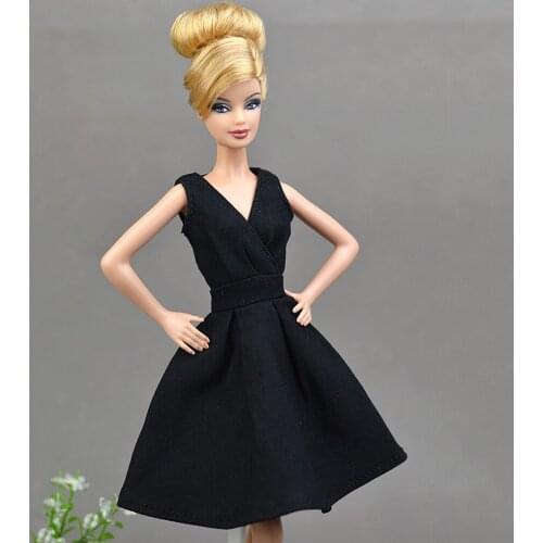Fashion Doll Sleeveless Dress Party Clothes, 12inch Girl Doll Mini Skirt, For 1/6 BJD Dolls For Blythe Dolls Accessory (Black)