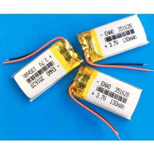 3 pcs 3.7V 130mAh 351628 Lithium polymer lipo rechargeable battery for MP3 GPS bluetooth speaker headset headphone camera