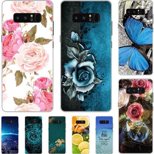 Fashion Flower Case For Samsung Galaxy Note 8 N950 Note8 N950FD 6.3" Cover Soft Silicone Cat Printing Capa Back Coque