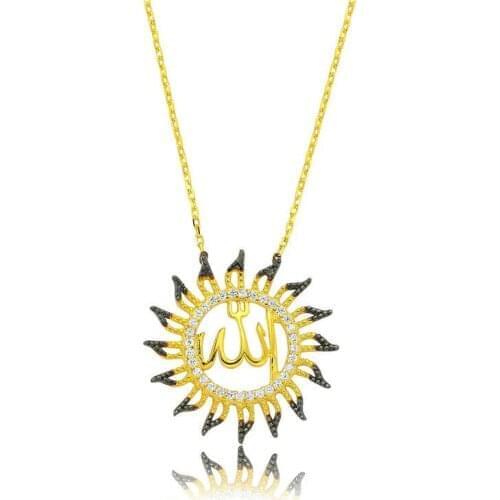 Real Silver 925 Jewelry Silver Allah Written Sunglasses Womens Necklace