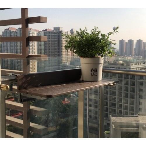 Small Family Multi-functional Solid Wood Hanging Tea Table Balcony Railing Hanging Table Bar Leisure Folding Lifting