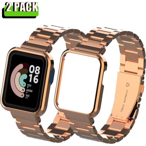 2Pack Stainless Steel Watch Bands For Xiaomi Mi Watch Lite Strap Metal Case Protector For Xiaomi Watch Lite Bracelet Correa
