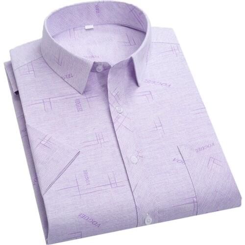 Aoliwen brand Mens Short Sleeve Plaid Striped Button Shirt Pocket Casual Office Social Work Shirt Business Mens fit Shirt