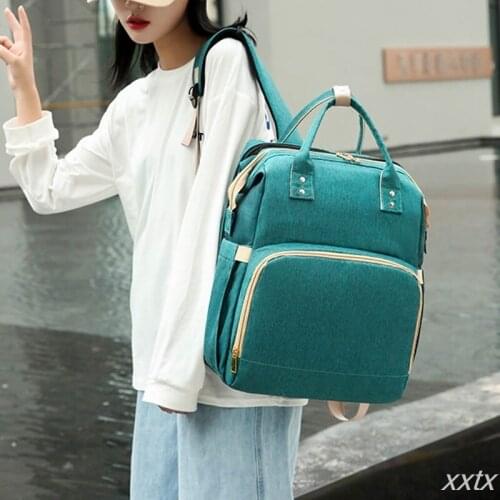 Baby Infant Nappy Changing Bag Portable Large Capacity Folding Crib Diaper Backpack Stroller Straps for Travel Outdoor