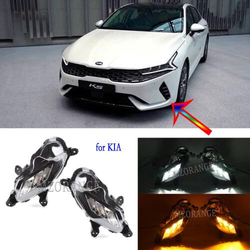 LED DRL Headlight for Kia K5 Optima 2021 Russian USA Version 2pcs Car Driving Daytime Running Light With Yellow Turn Signal Lamp