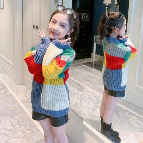 Girls Sweater Kids Coat Outwear 2021 Princess Thicken Warm Winter Autumn Knitting Tops Cotton Teenager Pullover Childrens Cloth