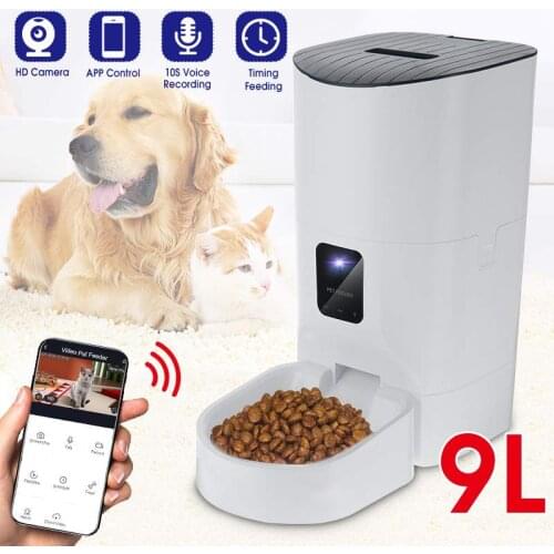 9L Smart Automatic Pet Feeder HD Camera Pet Dog Cat Food Dispenser APP Control Timing Feeding Feeder [Video/WiFi/Button Version]