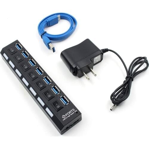 USB HUB 3.0 4/7 Ports Micro USB 3.0 HUB Splitter With Power Adapter USB Hab High Speed 5Gbps USB Splitter 3 HUB For PC