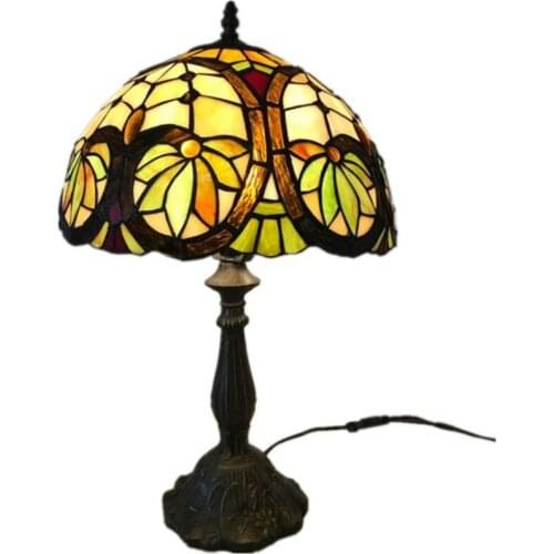 12" Vintage Retro Classical Tiffany Glass Table Lamp for Foyer Bed Room Bar Apartment Reading Lighting H 51cm 1021
