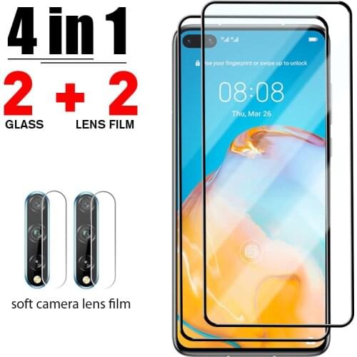 4in1 Screen Protective Glass For Huawei P20 P30 P40 Lite P50 Camera Tempered Glass For Huawei Mate 20 30 Lite P Smart Z Y9s