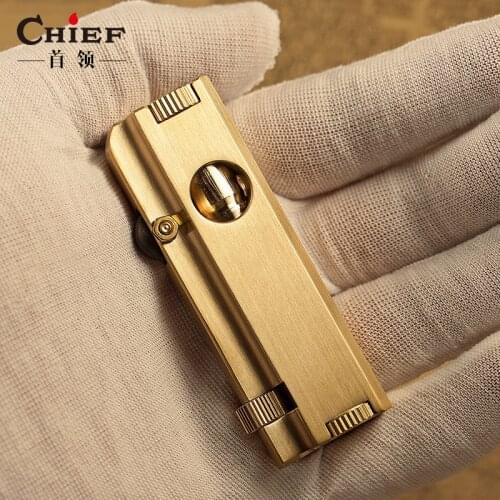 Retro Pure Brass Flint Grinding Wheel Lighter Free Fire Kerosene Pipe Lighter Detachable Air Transport Lighter Gadgets For Men