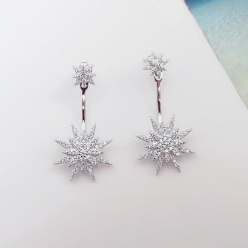 SLJELY Fashion Solid 925 Sterling Silver Meteorites Stars Earrings Micro Full Cubic Zirconia Stone Women Fine Party Jewelry Gift