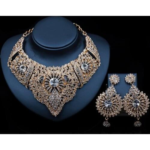LAN PALACE wedding necklace for women jewelry bridal necklace and earrings austrian necklace african jewelry set free shipping