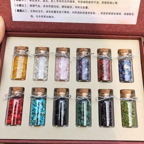 12 kinds Bottled gravel natural Quartz Tumbled stones gravel Crystal stone macadam Healing Reiki for gift
