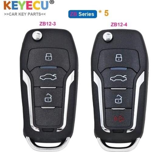 5Pcs KEYECU KEYDIY ZB12-3 / ZB12-4 for Ford Style Smart Universal KD Remote Car Key - 3 4 Buttons - for KD-X2 Key Programmer