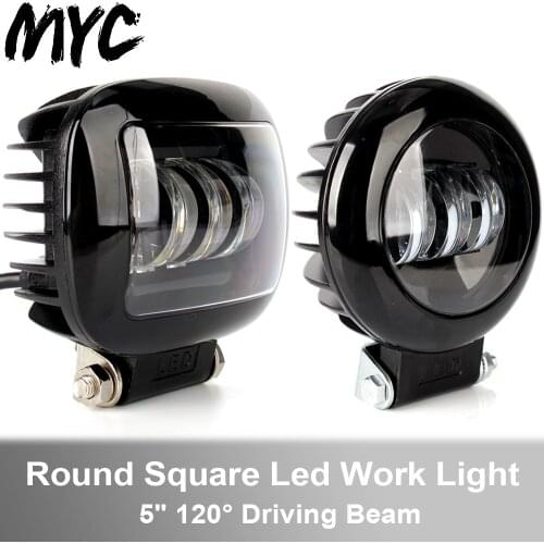 6D Lens 5 Inch 30W Round Square Flood Beam Led Work Light For Motorcycle SUV Car 4x4 Truck Offroad 12V Fog Lights