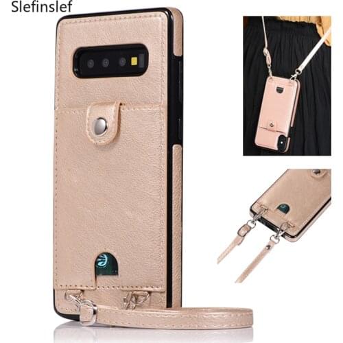 Case For Samsung S20 Ultra S10E S9 S8 Plus S7 Edge Leather Phone Cover Wallet Card Strap Crossbody Fundas For Note 10 Plus 8 9