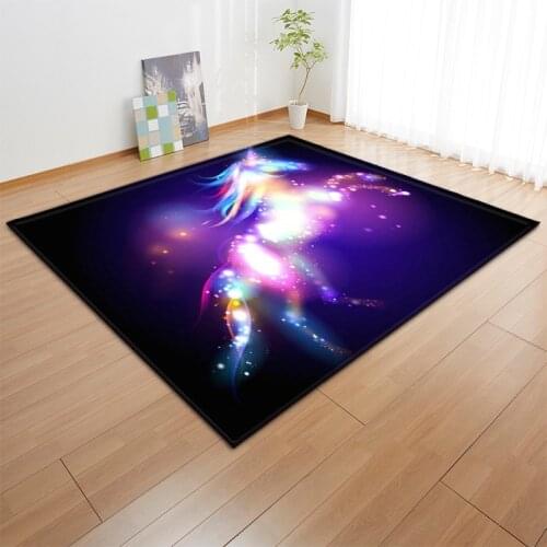 Cartoon Child Unicorn 3D Printed Carpets For Living Room Bedroom Area Rugs Soft flannel Kids Room Play Antiskid Floor Mat/Rug